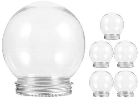 Veemoon 6pcs Christmas DIY Craft Snow Water Globes Refillable Plastic Water Globe Decorations with Screw off Aluminum Cap Empty Clear Empty Plastic Xmas Globes for Christmas Winter Party, 150ML