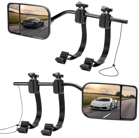 Towing Mirrors for Caravan, 1 pair Extended Rearview Mirrors Universal Wing Mirror Extensions Attachments, for Car SUV Trailers RV Caravan Accessories