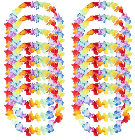 Hawaiian Garlands, 12 Pcs Beach Theme Party Supplies, Hawaiian Lei Flower Tropical Decorative Favours Tropical Hawaiians Pool Party Accessories Perfect Hawaiians Fancy Dress