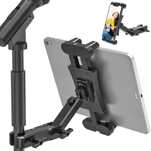 Nakelulu Support Tablette de Microphone, Support pour iPad Mic, Support de Tablette Réglable 360° pour iPad Pro, Air, Mini, Tablettes 4.7-13.5 Pouces et Smartphones