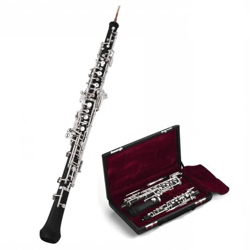 HDYNUZ Oboe, professionelle C-Tonart-Oboe, halbautomatischer Stil, versilberte Tonarten, mit Tragetasche, Reinigungstuch, Mini-Schraubendreher