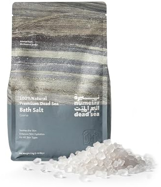 Numeira döda havet badsalt, naturligt skördat död havssalt, badsalt för blötläggning och avkoppling från Jordanien, 1 kg oparfymerat grovt havssalt
