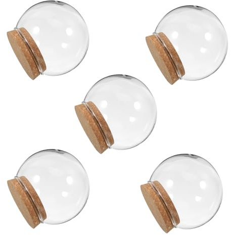 IMIKEYA 5pcs Glass Dome for Immortal Flowers Simple Preserved Flower Glass Holder Delicate Glass Flower Display Cover Cork Sealed