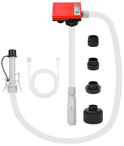 Kraftstoffpumpe Dieselpumpe mit Auto-Stopp-Sensor (3,7 GPM), Elektrische ölabsaugpumpe mit 4 Größen-Adapter, Fasspumpe Benzinpumpe für Kanister