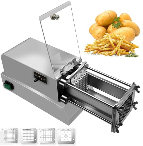 Electric French Fry Cutter with 8mm 10mm 12mm and 8-Wedge Blade Potato Chip Cutter Machine Vegetable Cutter, Commercial and Household Potato Slicer, Use for Potatoes Onion Cucumbers