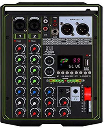 Mesa Mezclas, 99 DSP Effect Mixer 4 canales Portable 48V Phantom Power Monitor DJ Mixing Console for estudio profesional(Nero)