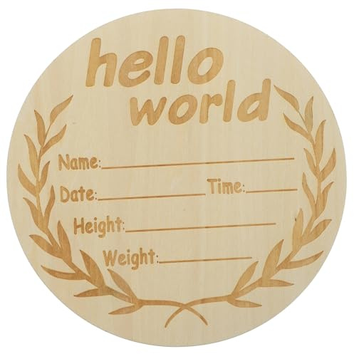 Toyvian Rundes Geburtsanzeigeschild aus Basswood Sperrholz Handgefertigt mit Feiner Verarbeitung und Schönem Druckdesign Willkommensschild für Neugeborene und Babyzimmer