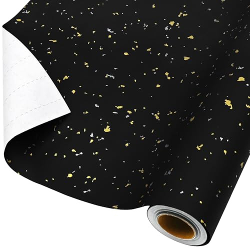 ADQUATOR Black Wrapping Paper,43cm*10m Black and Gold Wrapping Paper for Men,Women,Perfect for Birthday Anniversary Wedding Christmas Party Gift Wrap
