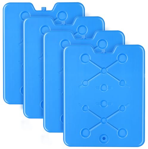 REDCAMP Ice Blocks for Cool Box 4 Pack, Reusable Freezer Blocks | Long Lasting Ice Packs for Cooler Bags, Lunch Box, Camping Picnic Blue,Slim Size Space Saving