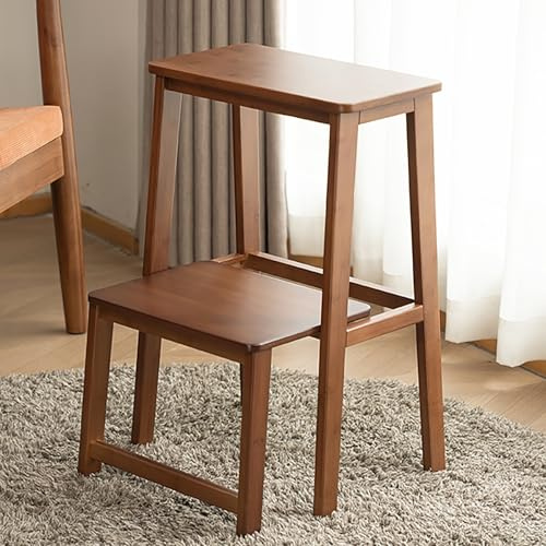 JHDXL Scaletta Sedia A Pioli in Legno Massiccio, Sgabello Multifunzionale Portatile Leggero 3 in 1, Scaletta 2 Gradini a Ribalta, per libreria Loft casa Cucina Decorazione