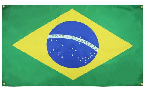 AZ FLAG Drapeau Brésil 150x90 cm Brésilien Polyester Léger 4 Œillets | Usage intérieur Drapeau décoratif Brasil coutures doubles et bords renforcés avec œillets métalliques