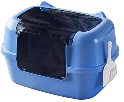 Kuntesetty Katzenbox mit Kapuze und Töpfchen für Schlafsaalraum, Blau