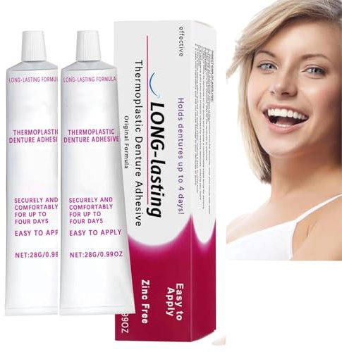 2 Pcs Thermoplastic Denture Adhesive,Denture Silicone Reline Kit,D/enture Repair Kit,Dent/ure Adhes/ive,False T/eeth Adhesi/ve,Dental Glu/e for Te/eth,Non-Glue Long Holding Reliner for Loose Tooth