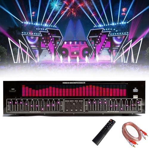 Digitaler Equalizer, Stereo-Grafik mit Fernbedienung & Audiokabel, 12 Rhythmusmuster, Rauschunterdrückung, Musikspektrumanalysator für Aufnahmestudio