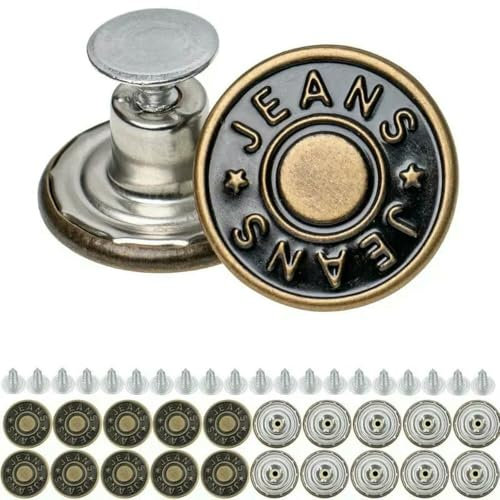 YOYOBO 20 Stück/Set Ersatzknöpfe für Jeans, Schrauben, 20 mm, nähfreies Reparaturset für Schraubenknöpfe, abnehmbare Jeansknöpfe aus Metall ohne Nähen