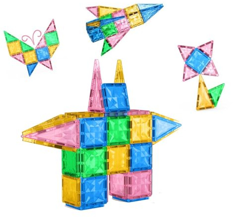 Mini Magnetische Bausteine 33 Teiles Magnetische Fliesen Kinderspielzeug Magnetische Kacheln für ab 3 4 5 6 7 8+ Jahre Junge Mädchen Kinder Kleinkind Magnetbausteine Sensorische Montessori Spielzeug