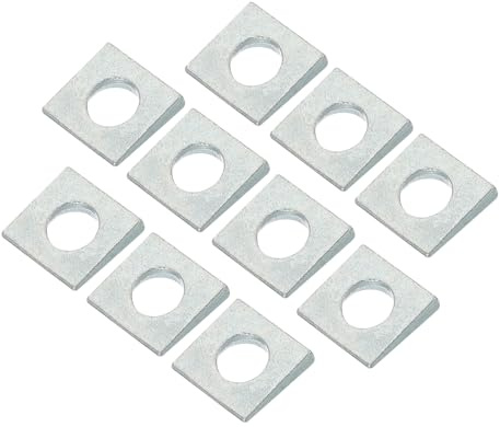 PATIKIL Arandelas Cuadradas Biseladas M10 20 Pcs Espesor De 2 A 5.7mm Arandelas De Cuña Galvanizadas De Acero Al Carbón Para Nivelación Y Sujeción De Hardware Color Blanco