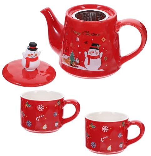 ARTSEWPLY Teiera Tema Natale in Ceramica Set Teiera per Uso Domestico Design Unico Regalo di Natale