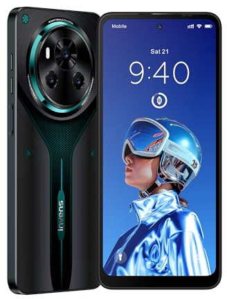 invens Ultra 13P Handy Ohne Vertrag Günstig, Android 15 Smartphone, 64MP+16MP Kamera, 5000mAh Simlockfreie Handys, 6,79 HD+ Display, 16GB+128GB/1TB, 4G Dual SIM/Fingerabdruck/OTG – Grün