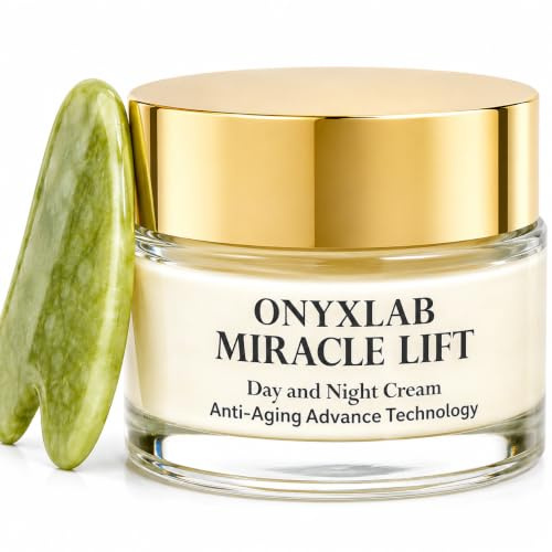 [ONYXLAB] Crema Facial Miracle Lift 40+ Antiarrugas, Cuidado Reafirmante, Tensor, Iluminador, Hidratante con Ácido Hialurónico y Péptidos, Vitamina C, Aceites Botánicos, 50 ml, Hecho en España