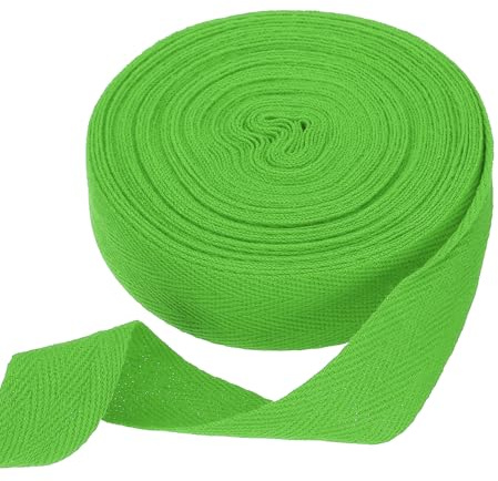 QUARKZMAN Nastro in Cotone Spina di Pesce 25mm x 10 Metri Nastro A Treccia Nastro A Rullo Fascetta A Taglio Obliquo per Fai da Te Cucire Incarto Regalo Verde Brillante