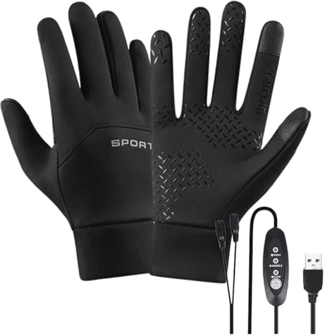 Protoence Gants Chauffants - 3 Niveaux de Réglage Gants Isolés USB Tactiles,Moufles Thermiques pour Équitation - pour Cyclisme Ski Plein Air Camping Conduite Randonnée Temps Froid Bureau Maison