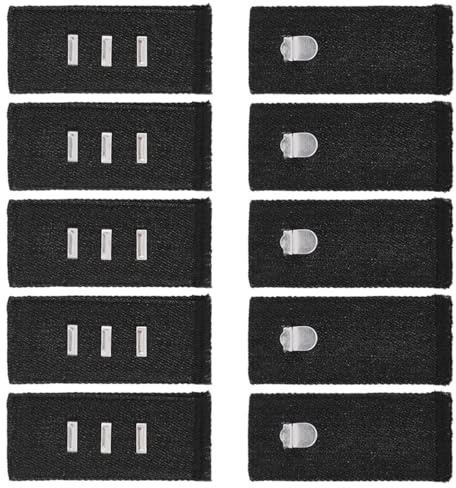 Hobbspring 10 extensores de cintura para pantalones, ganchos negros, extensores de cintura ajustables de algodón con gancho de metal para hombres y mujeres, jeans, faldas, pantalones, cierres de