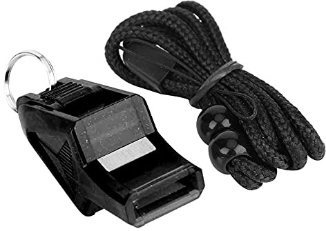 Domarvisselpipa |130dB högt ljud för fotboll/basket/utomhussporter |ABS plast visselpipa med rem |Bärbar för bussar, vandring och nödsituationer (Glossy Black)