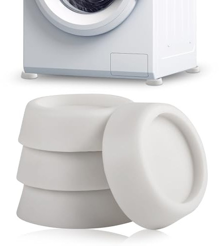 ECENCE Amortiguadores antivibración Universal, Set de 4 Soporte Lavadora en goma - Blanco - Topes antideslizantes - para lavadora, lavavajillas y secadora