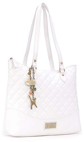 Catwalk Collection Handbags - Damen Schultertasche Mittelgroß/Groß - Handtasche Tote Bag - Gesteppte Leder - Sofia