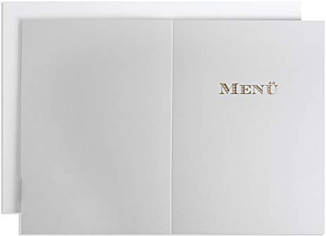 Betterpress® Menükarten mit Prägung Gold, 10 Stück, offen im Format DIN A4, geklappt im Format DIN A5, für Hochzeiten und andere Feste (Chevalier, Papier)