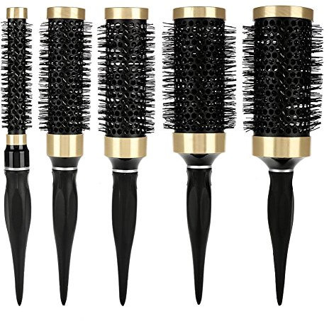 Haar Rundbürste Rund Kamm, 5er Set Rundhaarbürste Föhn Styling Bürste Für Ihr Haar, Professional Salon Tool Mit Naturkautschuk Griff Für Frauen Und Männer Gewellte Keramik(kit)