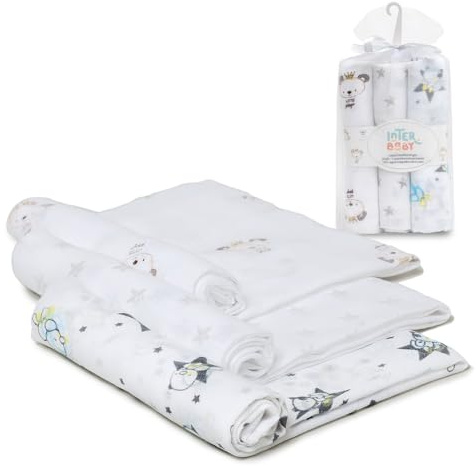 Interbaby 9980-31 förpackning med 3 gasväv – muslindukar, grå, 200 g