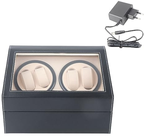 Ejoyous Automatische Uhrenbeweger Box, Uhrendreher Uhrenbox Uhrenbeweger für 4 Automatikuhren + 6 Gitter Uhrenaufbewahrungsgehäuse, Aufbewahrungsbox Automatikuhren Leise, EU-Stecker