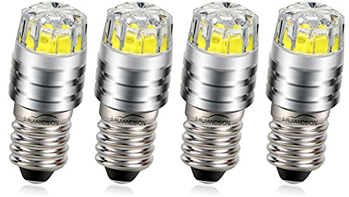 Ruiandsion 4pcs E10 LED Bulb 6V COB 2W Upgrade Replacement for Flashlight Torch Bike Tail Lights,White
