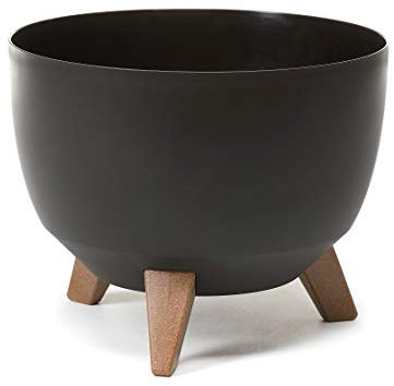 HappyFlower | MultiProject | Blumentopf an den Füßen | Pflanzkübel | rund | 3 Größen | 5 Farben | Übertöpfe | (ø 29 cm, Schwarz)