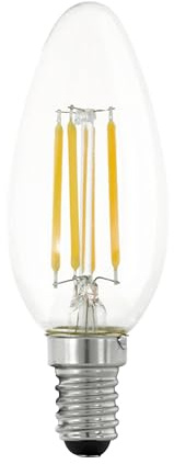Eglo E14 LED dimmerabile, lampadina a forma di candela, dimmerazione con interruttore, 4,5 Watt (equivalente a 40 Watt), 470 lumen, vintage bianco caldo, 2700k, lampadina Edison Ø 3,5 cm