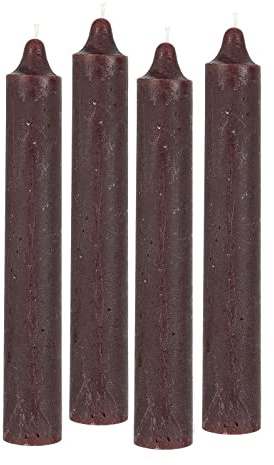 4er Pack Rustikale Stabkerzen H:25 cm Ø:3,8 cm diverse Farben Brenndauer 22 Stunden Kerze Advent Weihnachten Deko, Farbe:Rhododendron