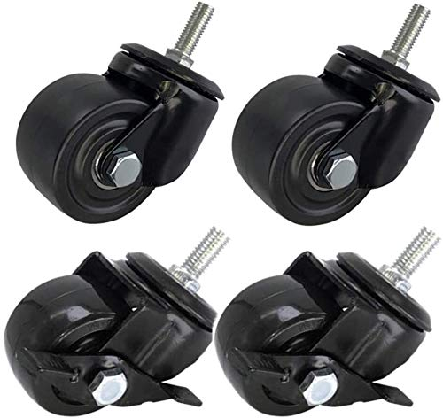 BOCbco 4 Stück Schwerlastrollen Industrieräder Nylon-Transportrollen 1,5 (40 Mm) 2 Zoll (50 Mm) M10-Gewinde Universal-Drehwagen-Möbelrollen Mit Bremse, Doppellager, 400 Kg/2 Inch 50Mm