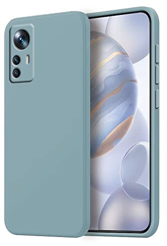 HONLEN Hülle für Xiaomi MI 12T Schutzhülle Case, (6.67 Inches) Liquid TPU Silicone Handyhülle mit Fallschutz Silikon Cover Rauchblau