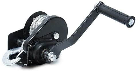 Dragon Winch Treuil Manuel 800 lbs / 360 kg avec crochet et câble en acier 10m pour les petits bateaux, motos, véhicules et ateliers | Treuil à main avec frein à friction auto-freinant