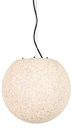 Qazqa - Moderne Außen-Hängeleuchte Grau 35 cm IP44 - Nura I Außenbeleuchtung - Kunststoff Kugel I Kugelförmig - LED geeignet E27