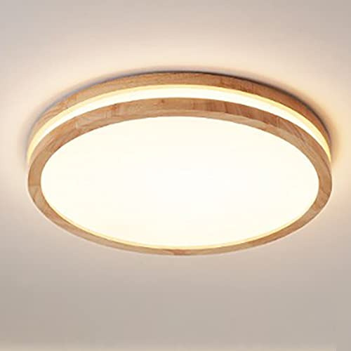 LIGKIN LED Deckenlampe Holz 24W Deckenleuchte Rund 30cm Warmweiß 3000K Durchmesser Modern Doppelte Lage Küchenlampe Lampe Wohnzimmer für Balkon Flur Babyzimmer Schlafzimmer