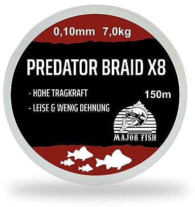 Major Fish 8-Fach geflochtene Angelschnur Predator Braid Raubfisch Schnur Rot Bloodred 150 Meter