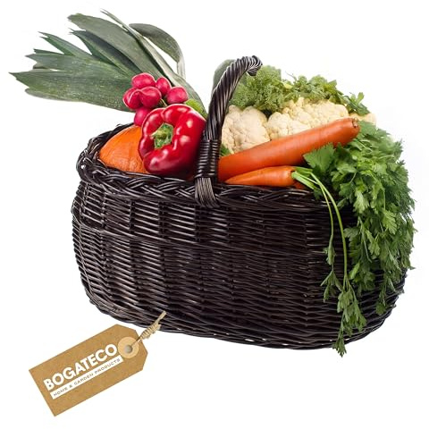 Henkelkorb Weidengeflecht für Einkauf in Naturfarbe oder in 3 verschiedenen Farben lackiert Geräumig und Komfortabel Einkaufskorb Geschenkkorb 45x30x35cm