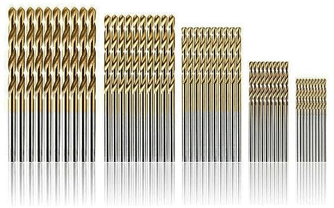 Bestgle 50 Set Punte Elicoidali HSS, Punte in Metallo HSS, Elicoidali Rivestite in Titanio con Gambo Tondo 1.0-3.0 mm Set di Punte Elicoidali