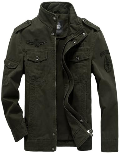 MERCIYD Giacca Militari Uomo Classica in Cotone Giubbotto Bomber Multitasche Casual Antivento