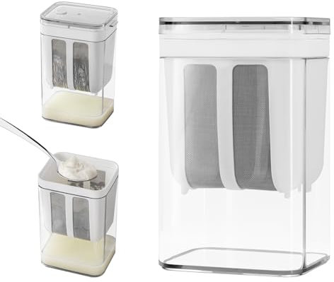 DingGreat Yogurt Maker Strainer - Multi Yoghurt Strainer with Fine Mesh Bag & Lid for Thick Greek Yogurt, Soybean Milk, Berries, Soup, Fruit Juice, Coffee, Tea