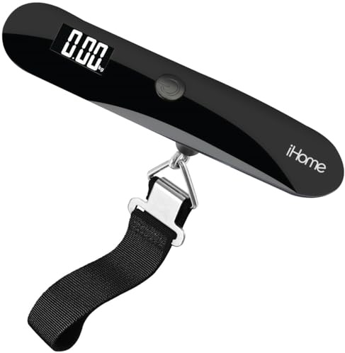 iHome Digital Luggage Scale - 110lbs Portable Suitcase Scale with LCD Display - Luggage Weight Scale (220LSGL2BL)