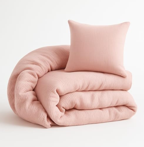ALAVYA HOME® Set di biancheria da letto in mussola 135x200, 4 pezzi | Certificato ÖkoTex e adatto per chi soffre di allergie | Set di biancheria da letto con 2 copripiumini da 135 x 200 e 2 federe da